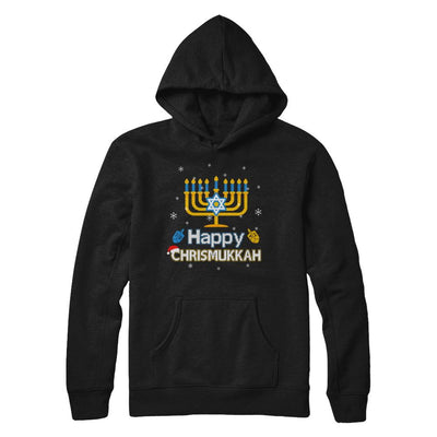 Happy Chrismukkah Ugly Hanukkah Christmas Sweater-T-Shirt & Sweatshirt-Pullover Hoodie-Black