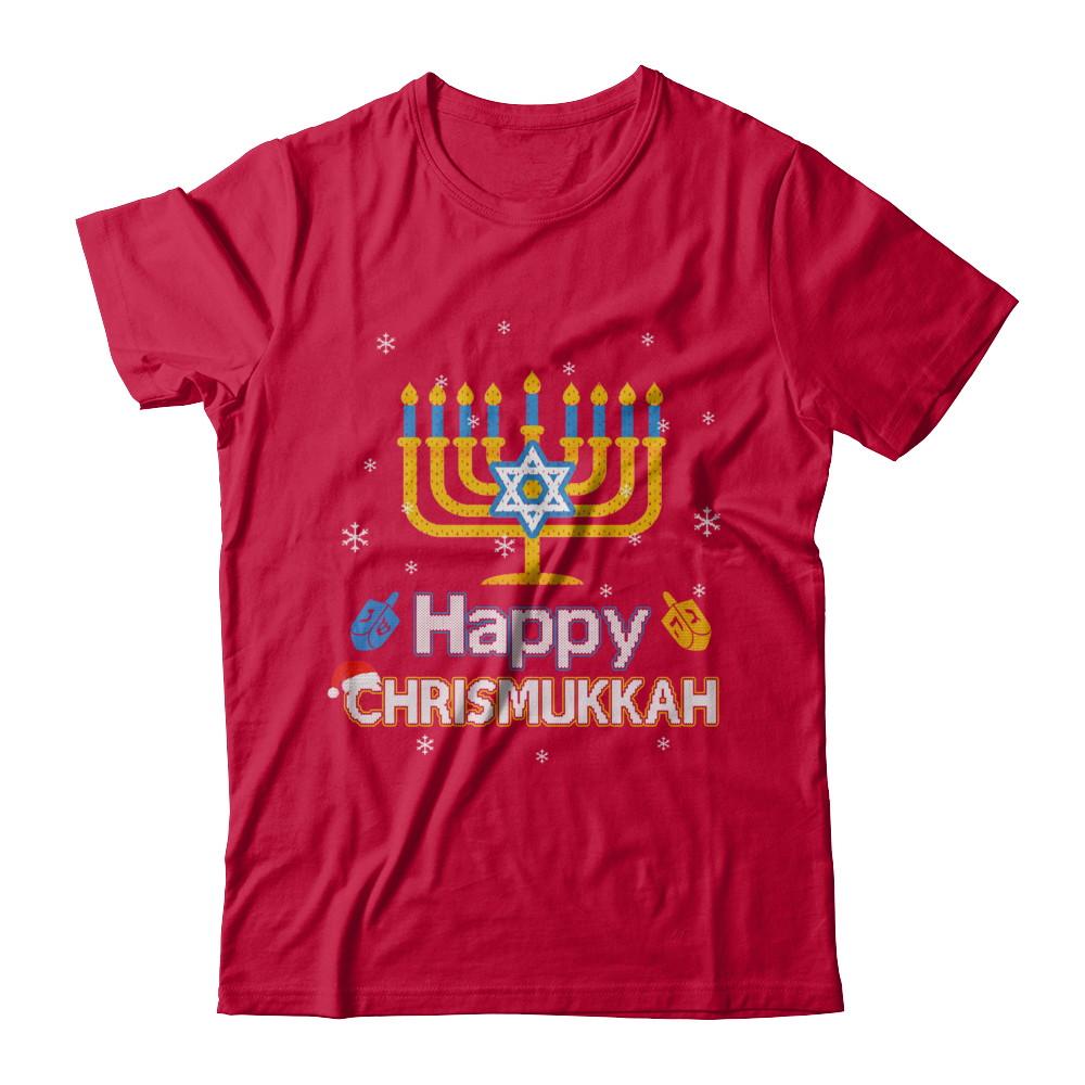 Happy Chrismukkah Ugly Hanukkah Christmas Sweater-T-Shirt & Sweatshirt-Classic T-Shirt-Red