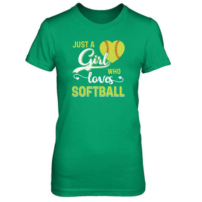 Just A Girl Who Loves Softball-T-Shirt & Tank Top-Women's T-Shirt-Irish Green