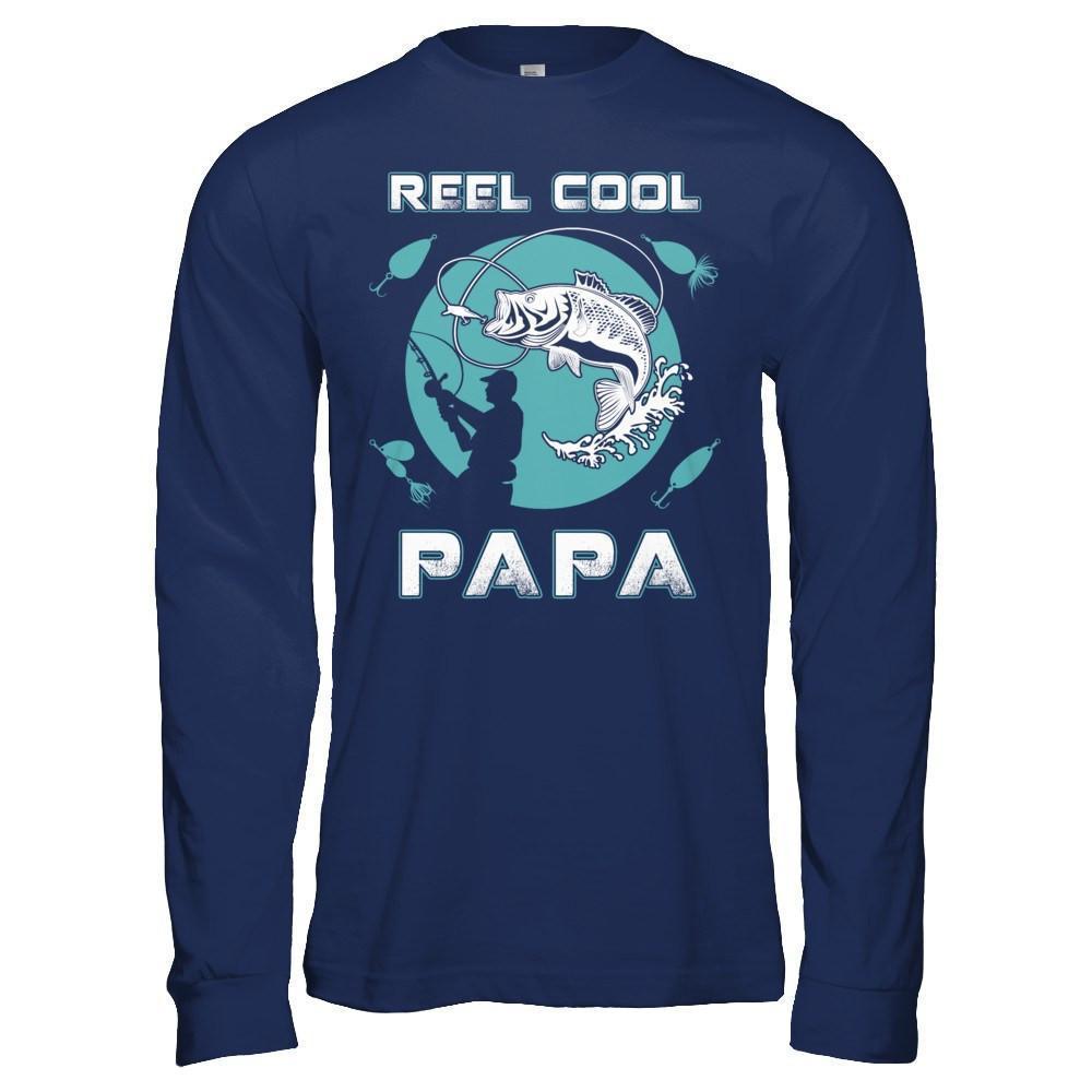 Reel Cool Papa-T-Shirt & Hoodie-Long Sleeve T-Shirt-Navy