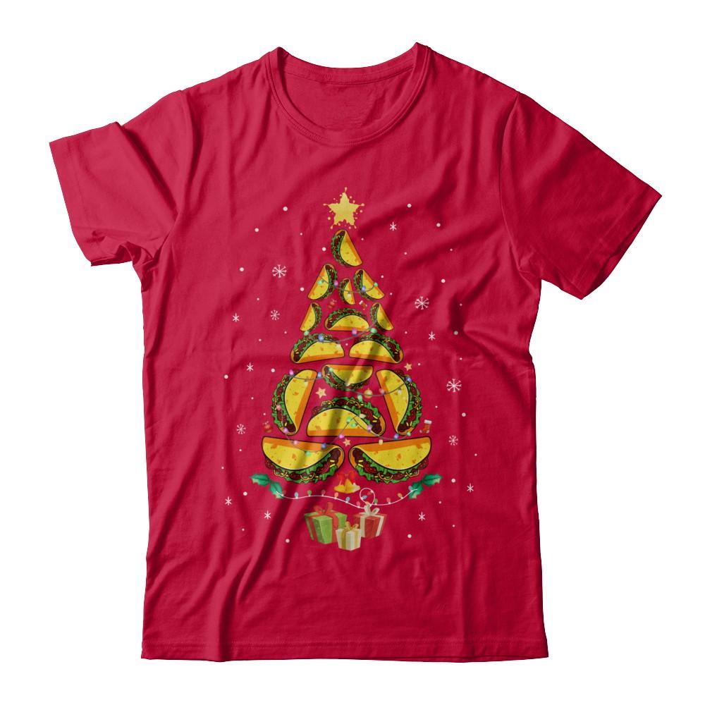 Funny Tacos Christmas Tree Ugly Christmas Sweater-T-Shirt & Sweatshirt-Classic T-Shirt-Red