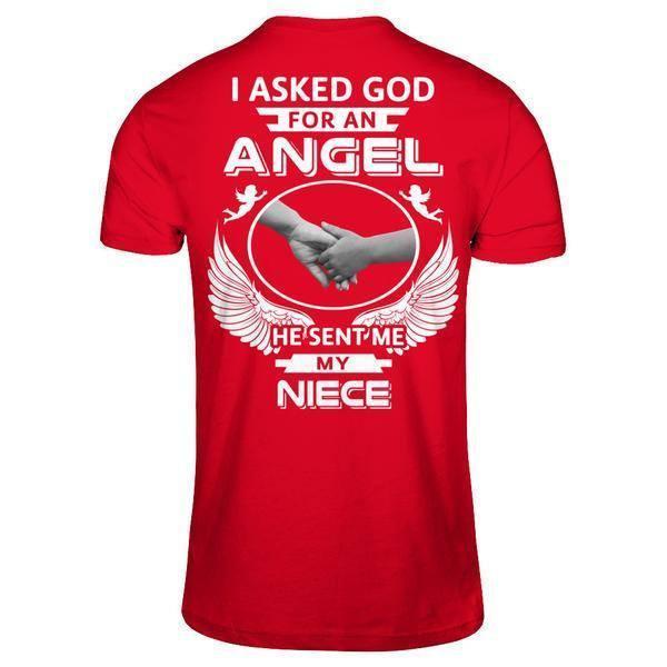 I Asked God For An Angel He Sent Me My Niece-T-Shirt & Hoodie-Premium T-Shirt-Red