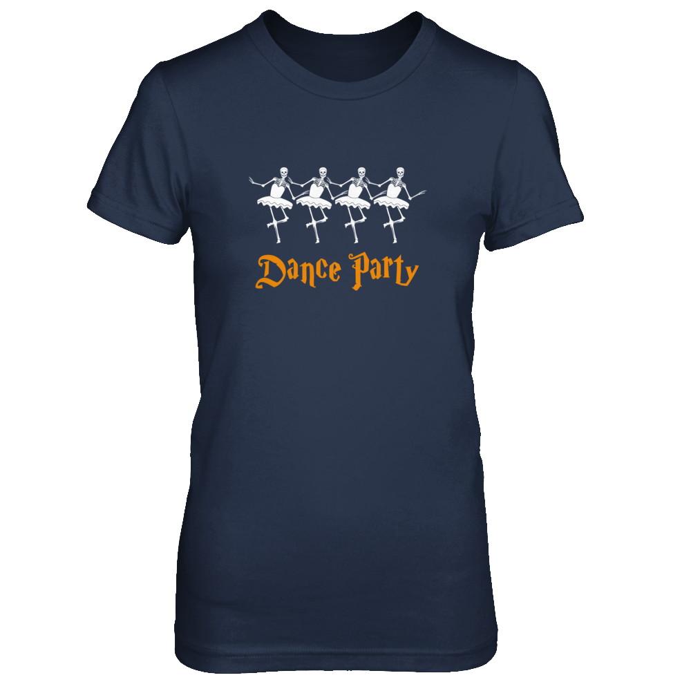 Ballet Skeleton Dance Party Happy Halloween-T-Shirt & Tank Top-Women's T-Shirt-Navy