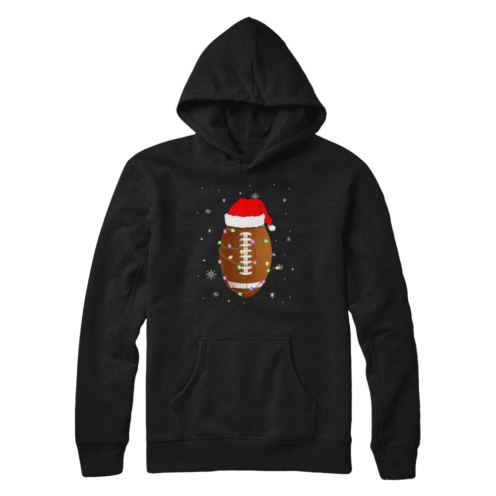 Santa Hat Football Christmas Gifts-T-Shirt & Sweatshirt-Pullover Hoodie-Black