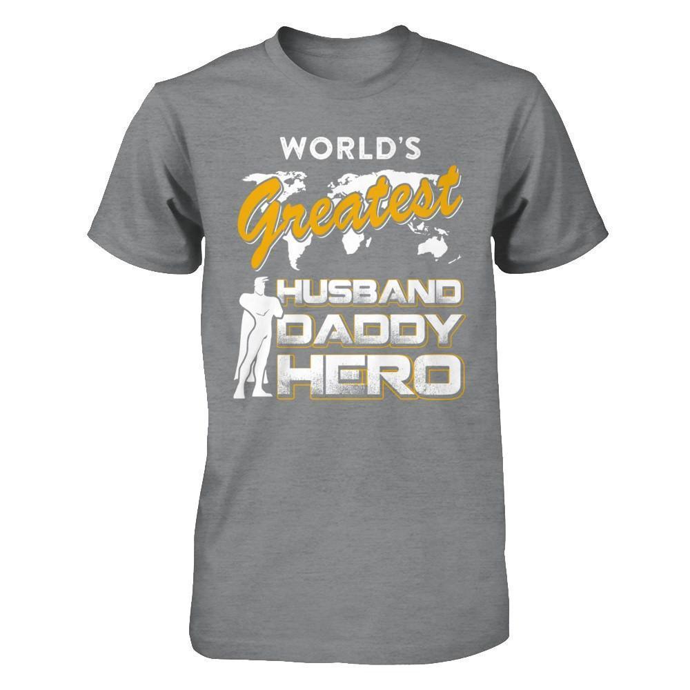 World's Greatest Husband Daddy Hero-T-Shirt & Hoodie-Classic T-Shirt-Sport Grey