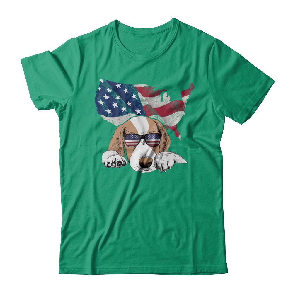 Funny Patriot Beagle Dog 4Th Of July American Flag-T-Shirt & Hoodie-Classic T-Shirt-Kelly Green