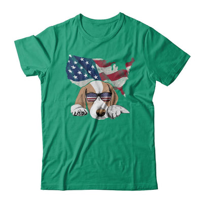 Funny Patriot Beagle Dog 4Th Of July American Flag-T-Shirt & Hoodie-Classic T-Shirt-Kelly Green