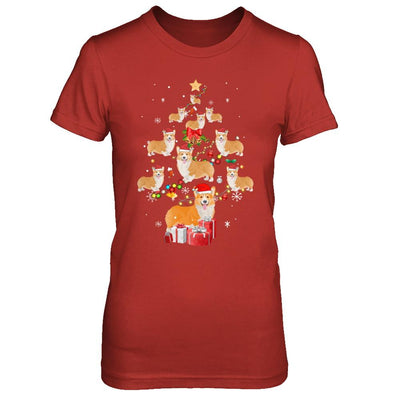 Cute Corgi Christmas Tree Dogs Lover-T-Shirt & Sweatshirt-Women's T-Shirt-Red