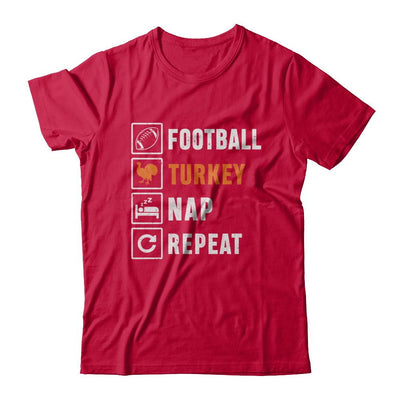 Football Turkey Nap Repeat Funny Thanksgiving Day-T-Shirt & Sweatshirt-Classic T-Shirt-Red