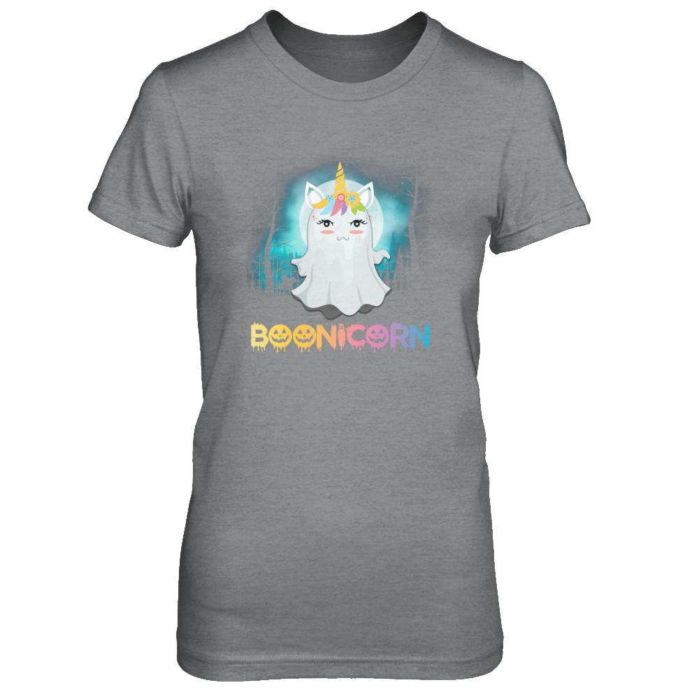 Boonicorn Ghost Unicorn Halloween Girls-T-Shirt & Tank Top-Women's T-Shirt-Sport Grey