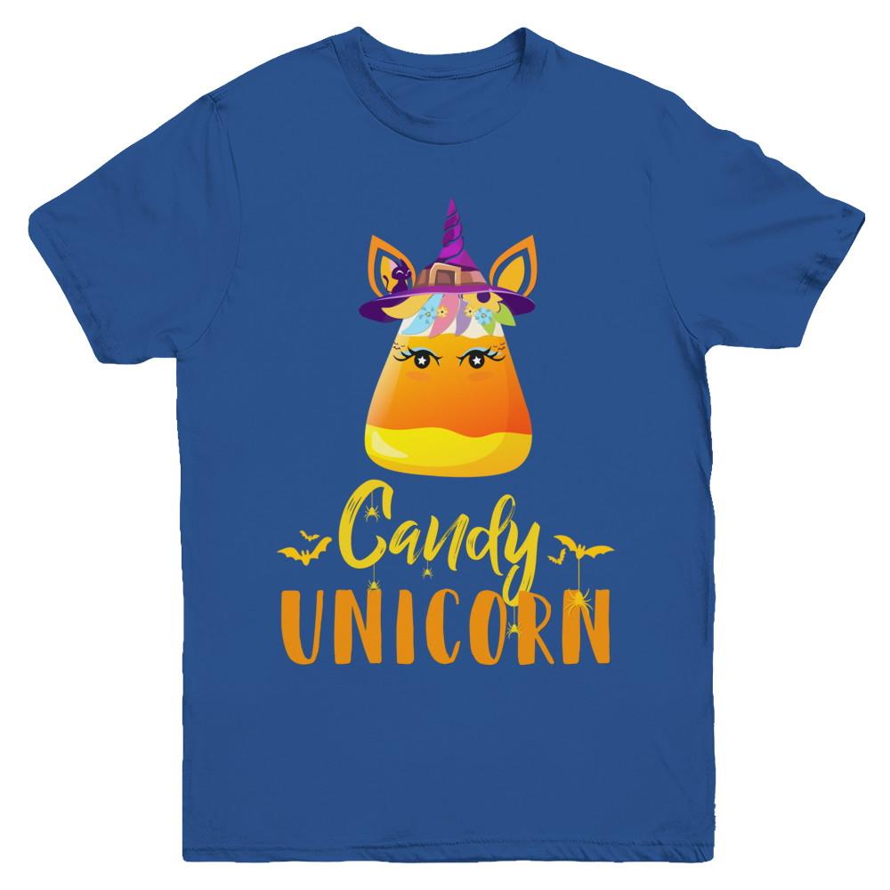 Candy Corn Unicorn Halloween Unicorn For Girls Youth-Youth Shirt-Youth T-Shirt-Royal