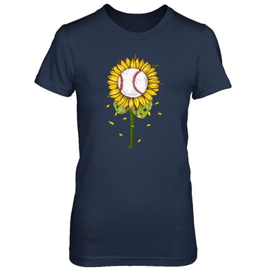 Sunflower Baseball Mom Daughter Lover Gift-T-Shirt & Tank Top-Women's T-Shirt-Navy