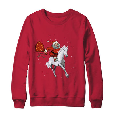 Horse Christmas Santa Rider-T-Shirt & Sweatshirt-Crewneck Sweatshirt-Red