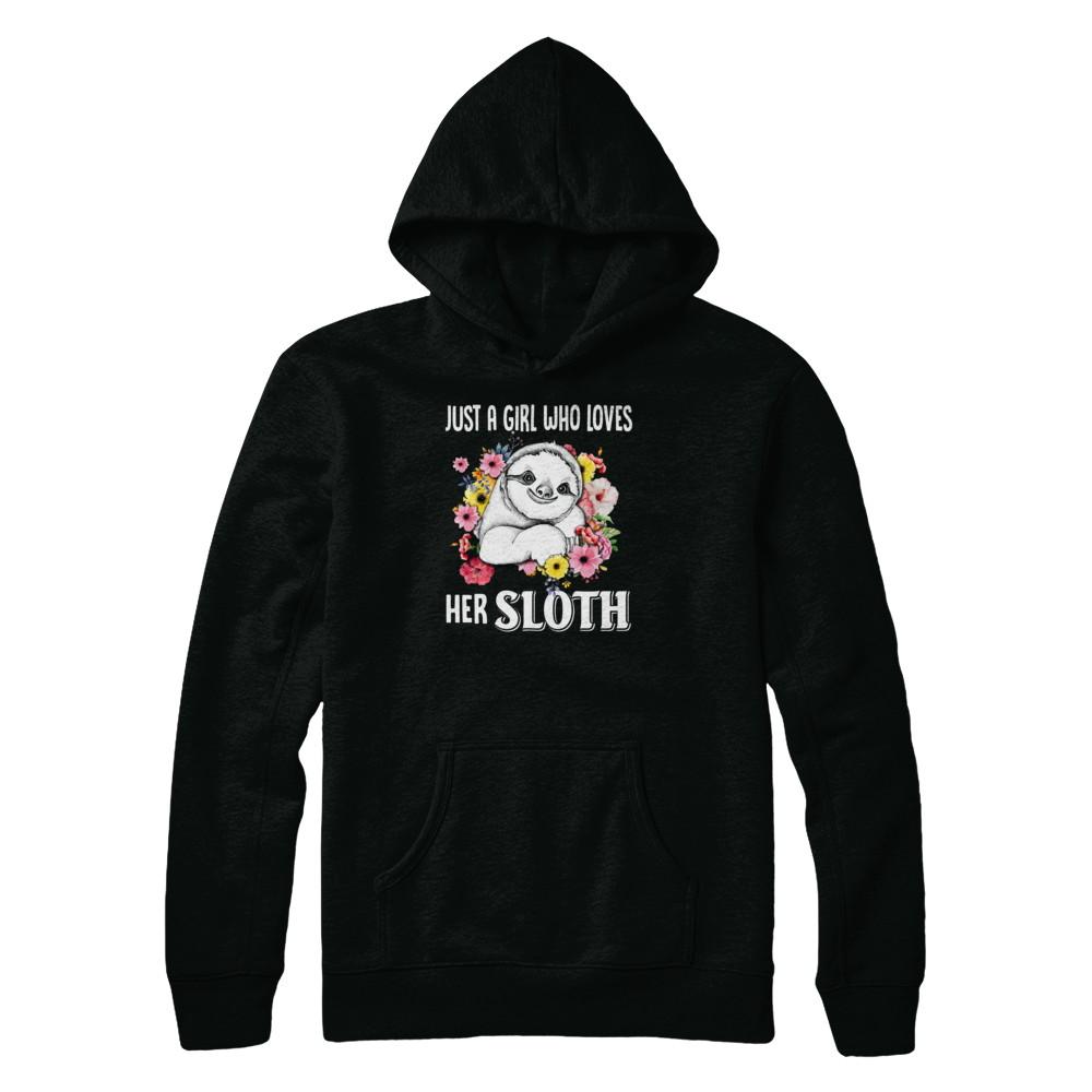 Just A Girl Who Loves Her Sloth-T-Shirt & Tank Top-Pullover Hoodie-Black