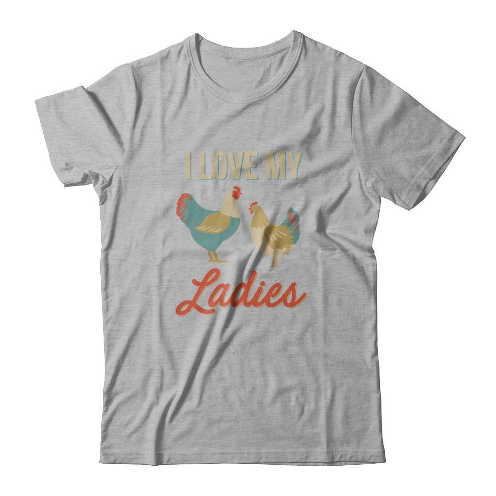 Vintage Retro I Love My Ladies Funny Chicken Farmer-T-Shirt & Tank Top-Premium T-Shirt-Heather Gray
