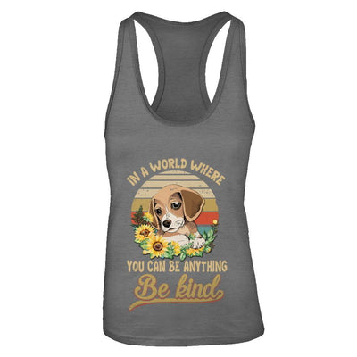 In A World Where You Can Be Anything Be Kind Beagle Sunflow-T-Shirt & Tank Top-Women's Ideal Racerback Tank-Dark Grey