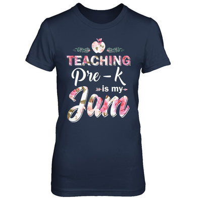 Teaching Pre-K Grade Is My Jam Back To Shcool Teacher-T-Shirt & Hoodie-Women's T-Shirt-Navy