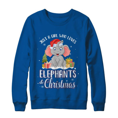 Just A Girl Who Loves Elephants And Christmas-T-Shirt & Sweatshirt-Crewneck Sweatshirt-Deep Royal