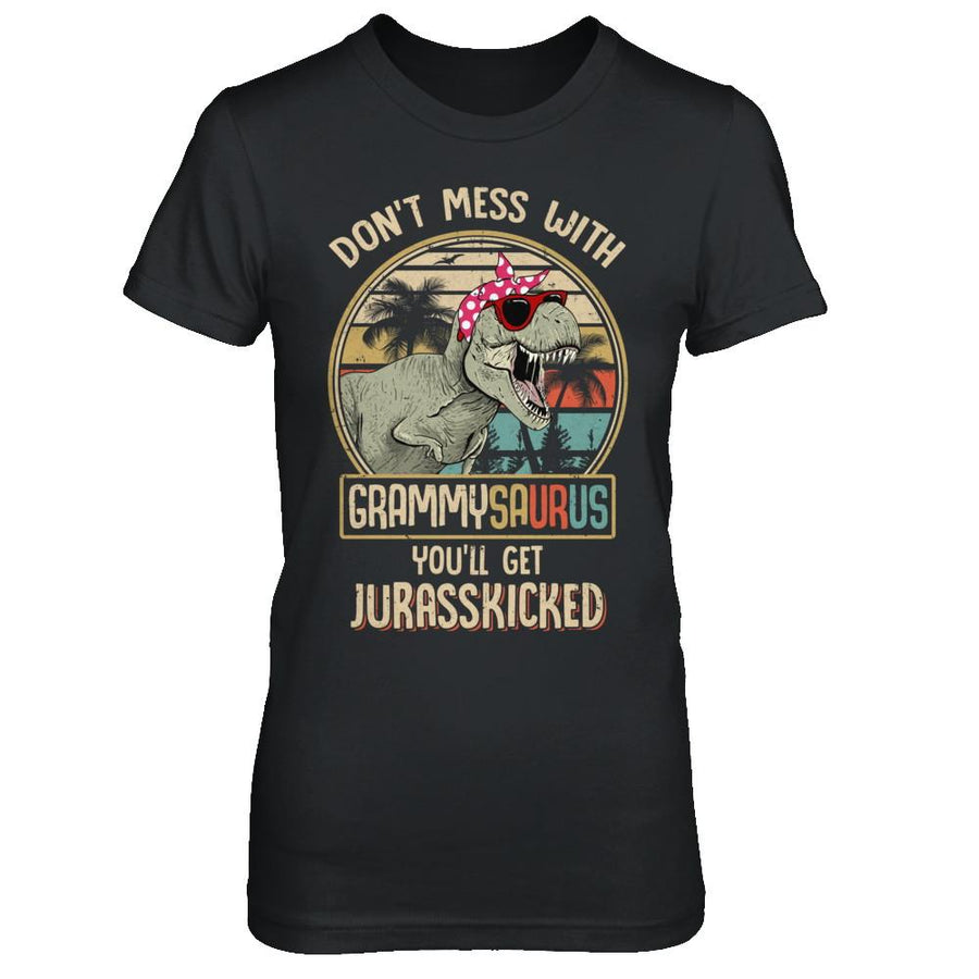 Don't Mess With Grammysaurus You'll Get Jurasskicked-T-Shirt & Hoodie-Women's T-Shirt-Black