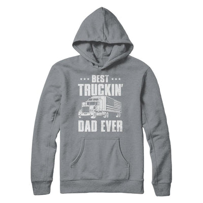 Best Truckin' Dad Ever American Flag Trucker Fathers Day-T-Shirt & Hoodie-Pullover Hoodie-Light Steel