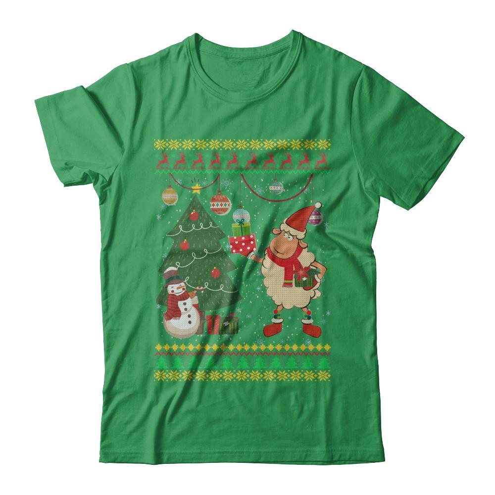 Funny Sheep Lamb Christmas Cute Family Ugly Sweater-T-Shirt & Sweatshirt-Premium T-Shirt-Kelly Green