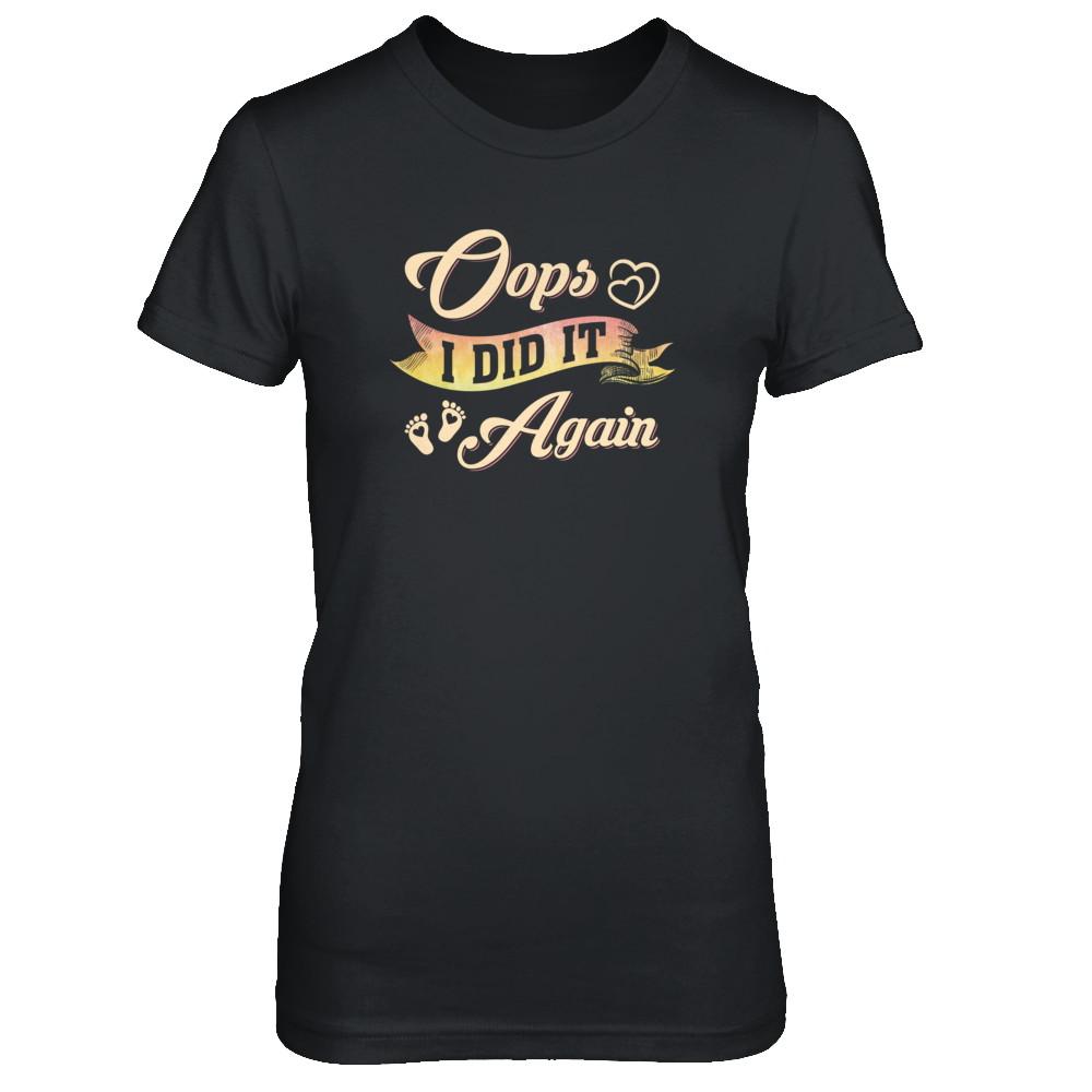 Oops I Did It Again Baby Feet Heart Pregnancy Bump-T-Shirt & Tank Top-Women's T-Shirt-Black