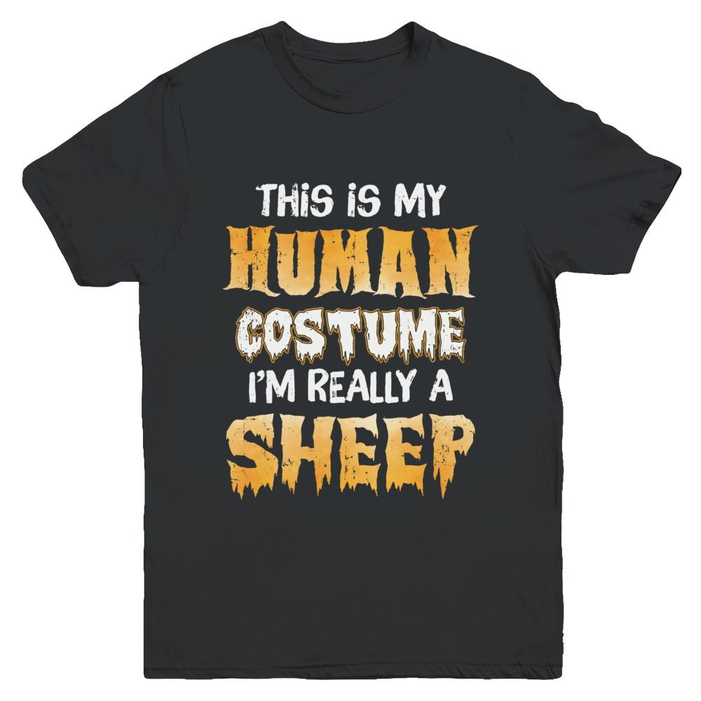 This Is My Human Costume Sheep Halloween Youth-Youth Shirt-Youth T-Shirt-Black