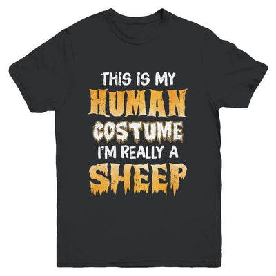 This Is My Human Costume Sheep Halloween Youth-Youth Shirt-Youth T-Shirt-Black
