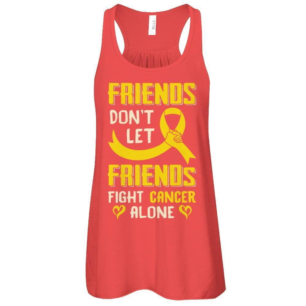 Friends Don't Let Friends Fight Cancer Alone Gold Yellow Awareness-T-Shirt & Tank Top-Women's Flowy Racerback Tank-Red