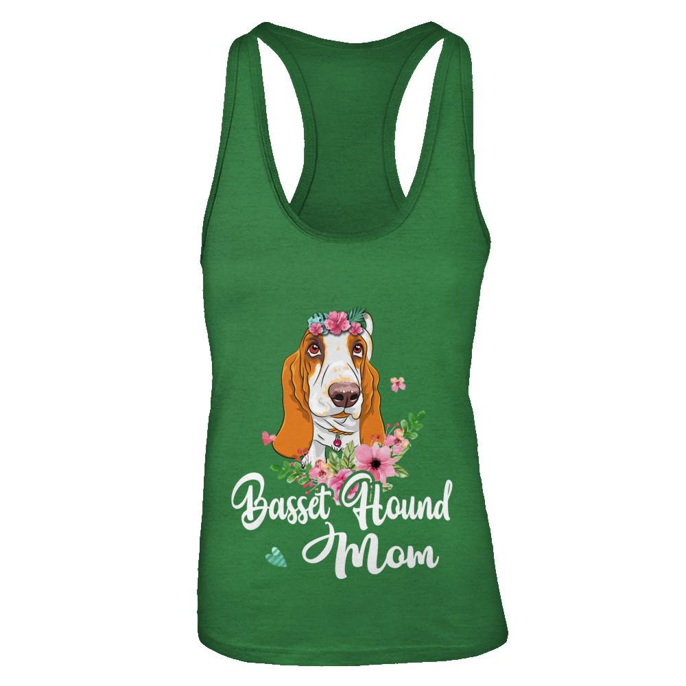 Basset Hound Mom Funny Dog Mom Gift Idea-T-Shirt & Tank Top-Women's Ideal Racerback Tank-Kelly Green