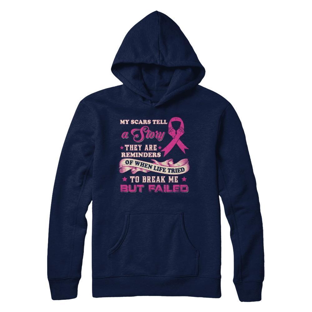 My Scars Tell A Story Breast Cancer Awareness-T-Shirt & Sweatshirt-Pullover Hoodie-Navy