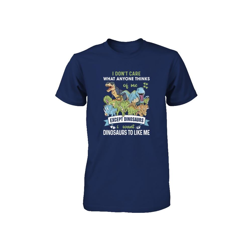 I Don't Care Except Dinosaurs Want Dinosaurs To Like Me Youth-Youth Shirt-Youth T-Shirt-Navy