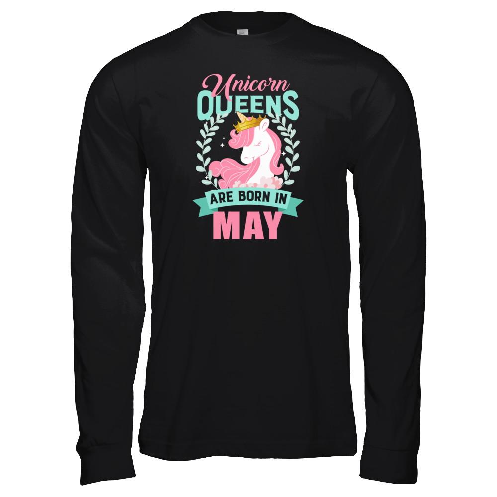 Unicorn Queens Are Born In May Birthday Gift-T-Shirt & Tank Top-Long Sleeve T-Shirt-Black