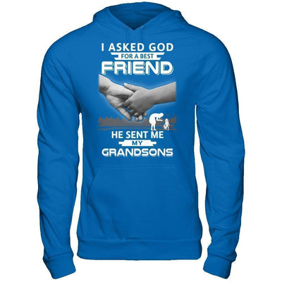 I Asked God For A Best Friend He Sent Me My Grandsons-T-Shirt & Hoodie-Pullover Hoodie-Royal