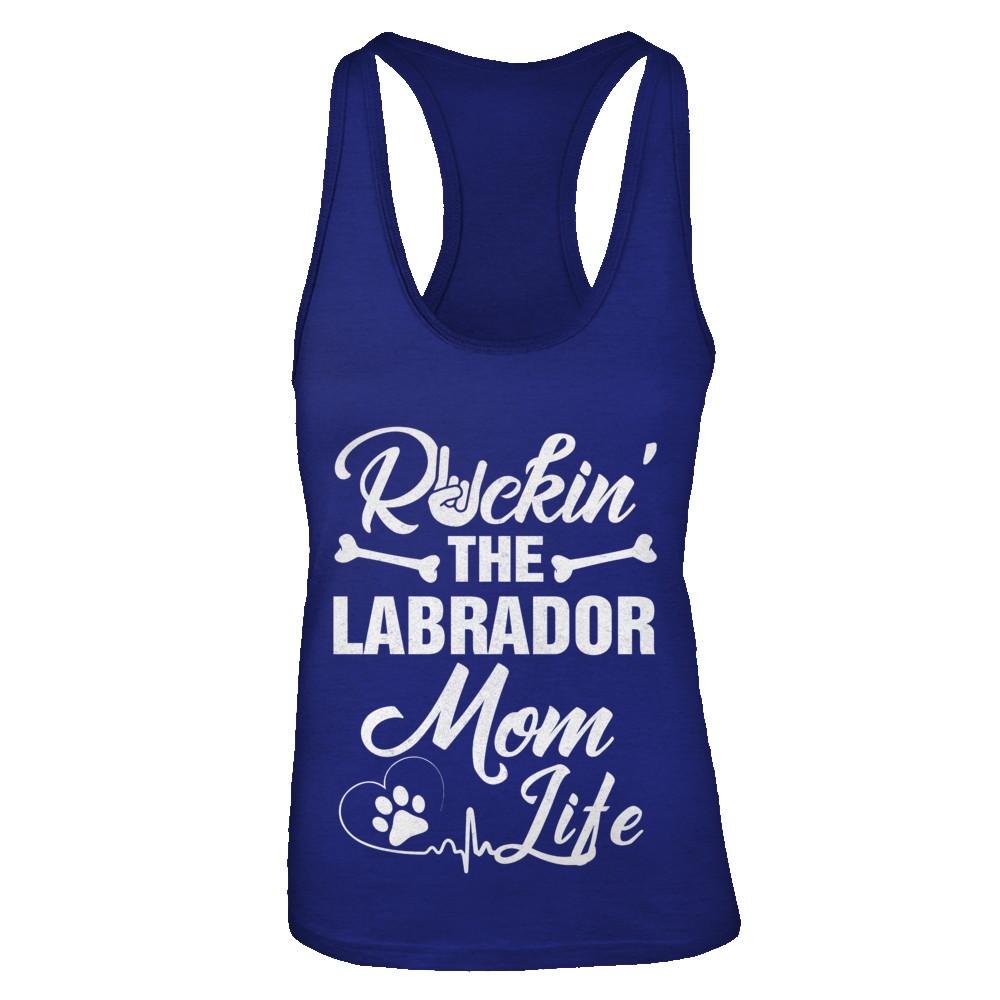 Rockin The Labrador Mom Life-T-Shirt & Tank Top-Women's Ideal Racerback Tank-Royal