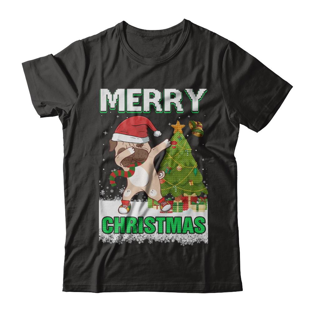 Cute Pug Claus Merry Christmas Ugly Sweater-T-Shirt & Sweatshirt-Premium T-Shirt-Black