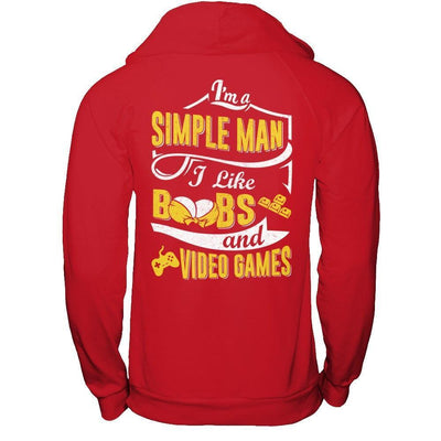 I'm A Simple Man I Like Boobs And Video Games-T-Shirt & Hoodie-Pullover Hoodie-Red