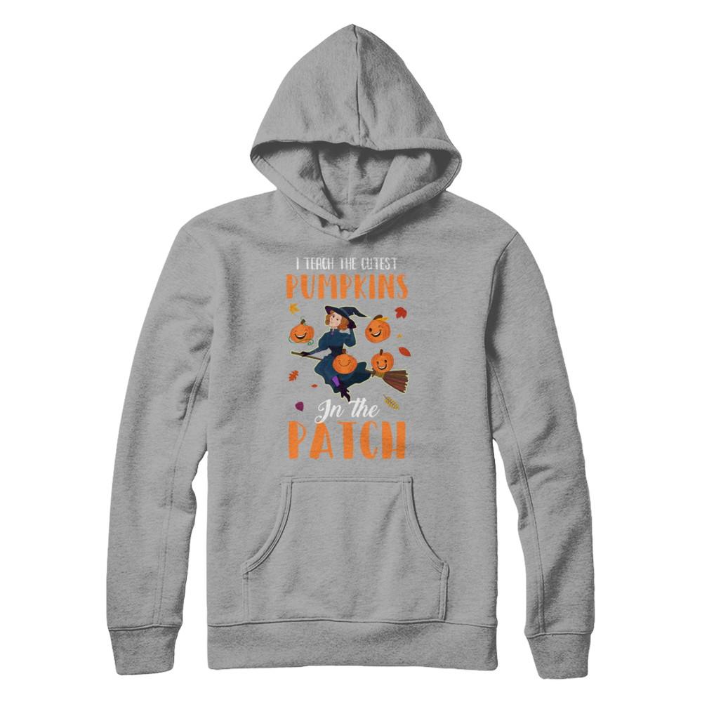 I Teach The Cutest Pumpkins In The Patch Witch Halloween-T-Shirt & Hoodie-Pullover Hoodie-Light Steel