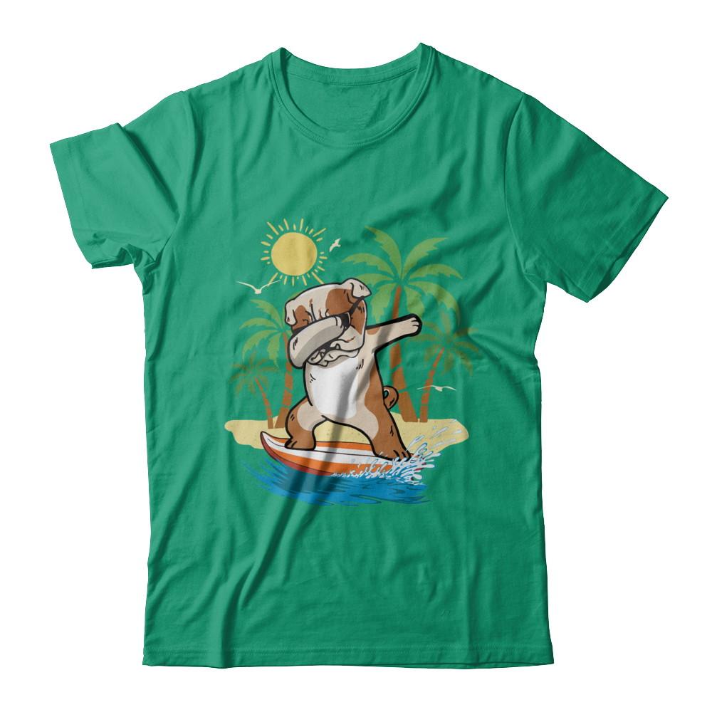Summer Vacation Dabbing Bulldog Surfing Surfboard Gift-T-Shirt & Hoodie-Classic T-Shirt-Kelly Green