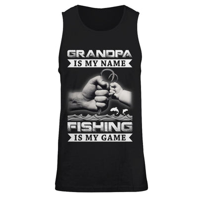 Grandpa Is My Name Fishing Is My Game-T-Shirt & Hoodie-Unisex Tank-Black