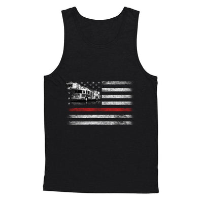 Patriotic Fireman American Flag Thin Red Line Firefighter-T-Shirt & Hoodie-Unisex Tank-Black