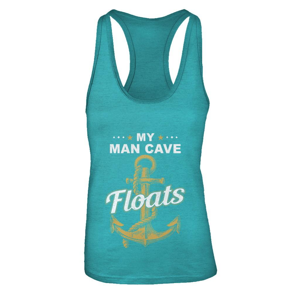 My Man Cave Floats Boat Wife's Sailor-T-Shirt & Tank Top-Women's Ideal Racerback Tank-Tahiti Blue