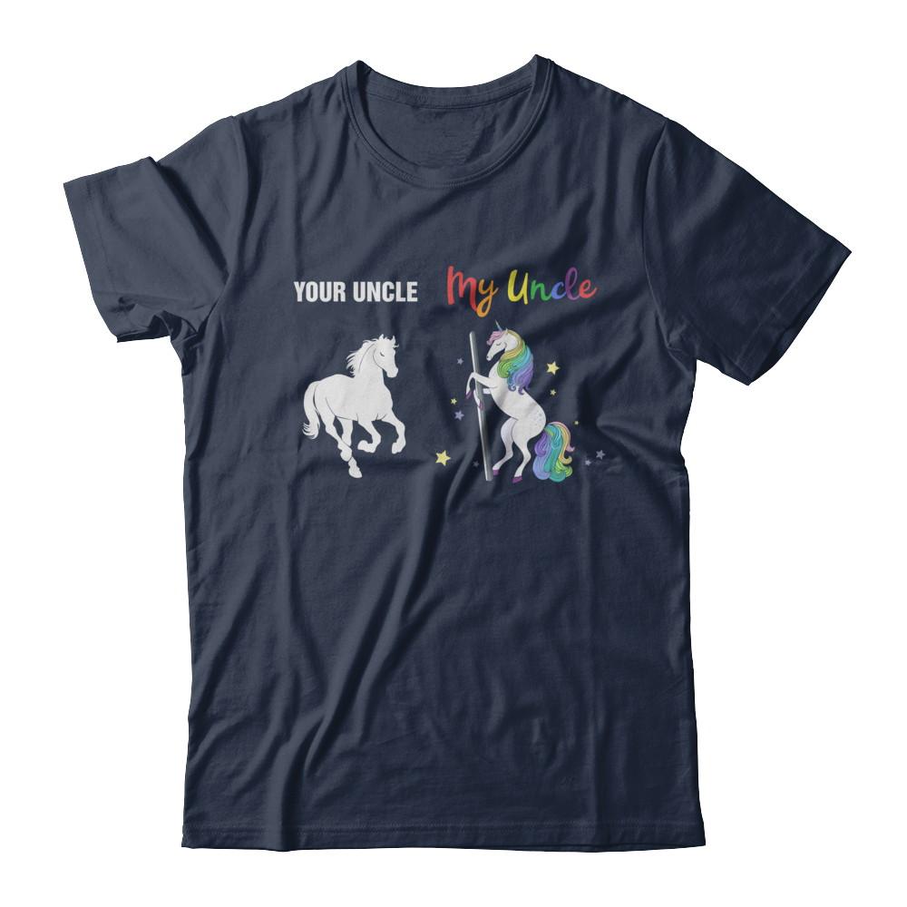 Your Uncle My Uncle Unicorn Funny LGBT Gay Pride-T-Shirt & Hoodie-Classic T-Shirt-Navy