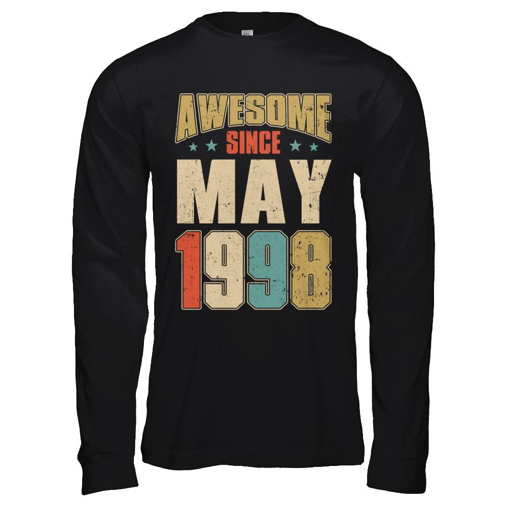 Vintage Retro Awesome Since May 1998 23th Birthday-T-Shirt & Hoodie-Long Sleeve T-Shirt-Black