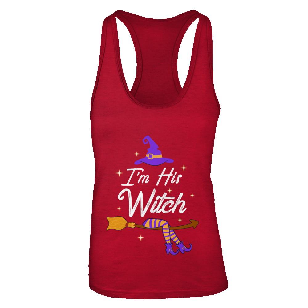 I'm His Witch Matching Boyfriends Husband Halloween-T-Shirt & Tank Top-Women's Ideal Racerback Tank-Red