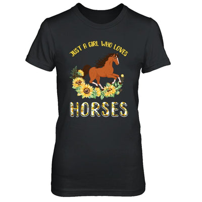 Just A Girl Who Loves Horses And Sunflowers-T-Shirt & Hoodie-Women's T-Shirt-Black