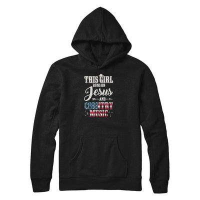 This Girl Runs On Jesus And Country Music-T-Shirt & Tank Top-Pullover Hoodie-Black