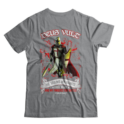 Knight Templar Deus Vult He Trains My Hands For War-T-Shirt & Hoodie-Classic T-Shirt-Sport Grey