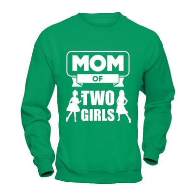 Mom Of Two Girls-T-Shirt & Hoodie-Crewneck Sweatshirt-Irish Green