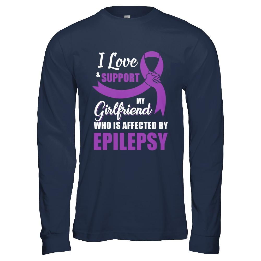 Epilepsy Awareness Support Purple Girlfriend Boyfriend-T-Shirt & Hoodie-Long Sleeve T-Shirt-Navy